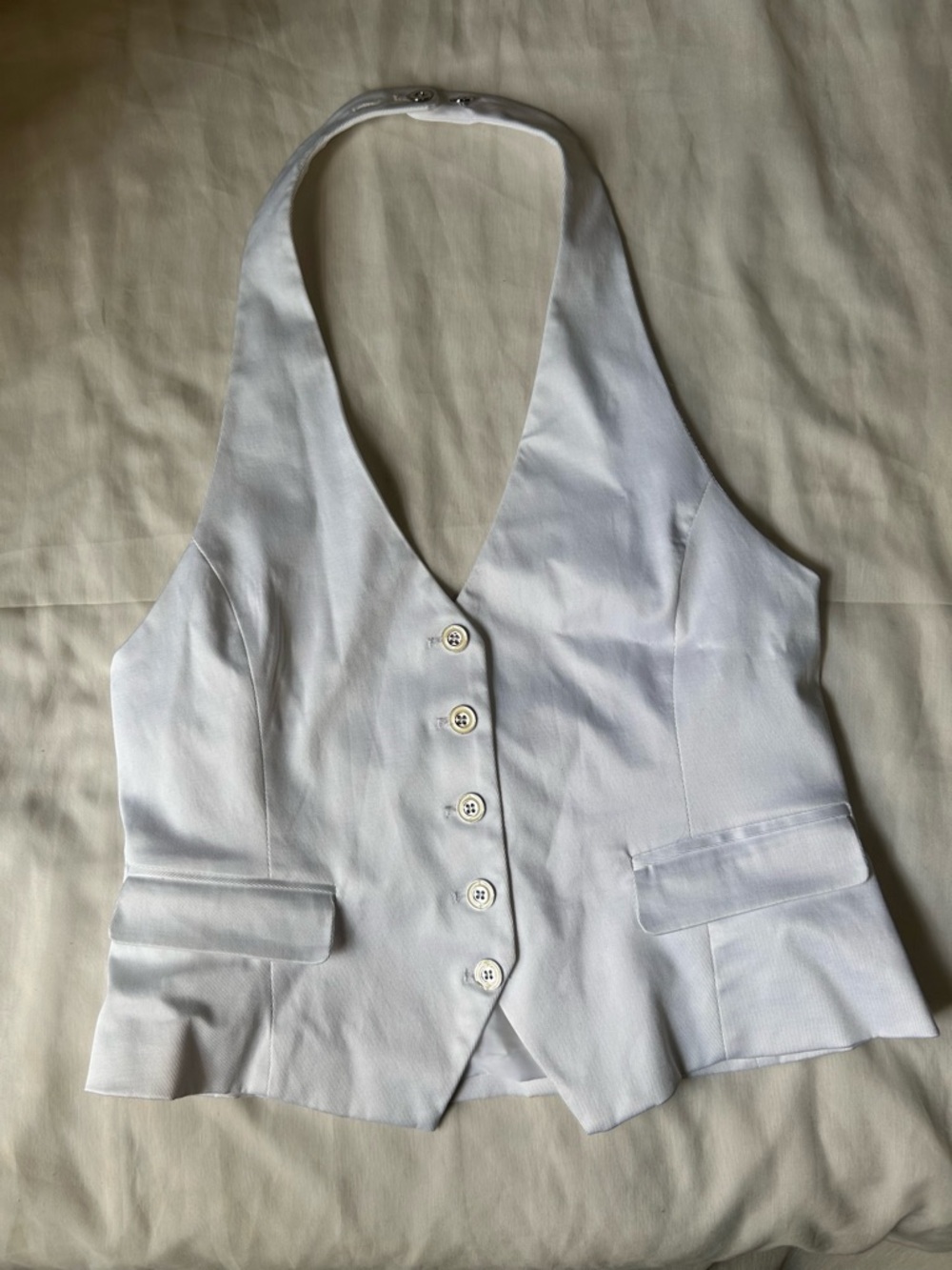 7th Avenue NWT New York & Company White Halter Vest Size 12 Vtg Y2K Formal 2000s